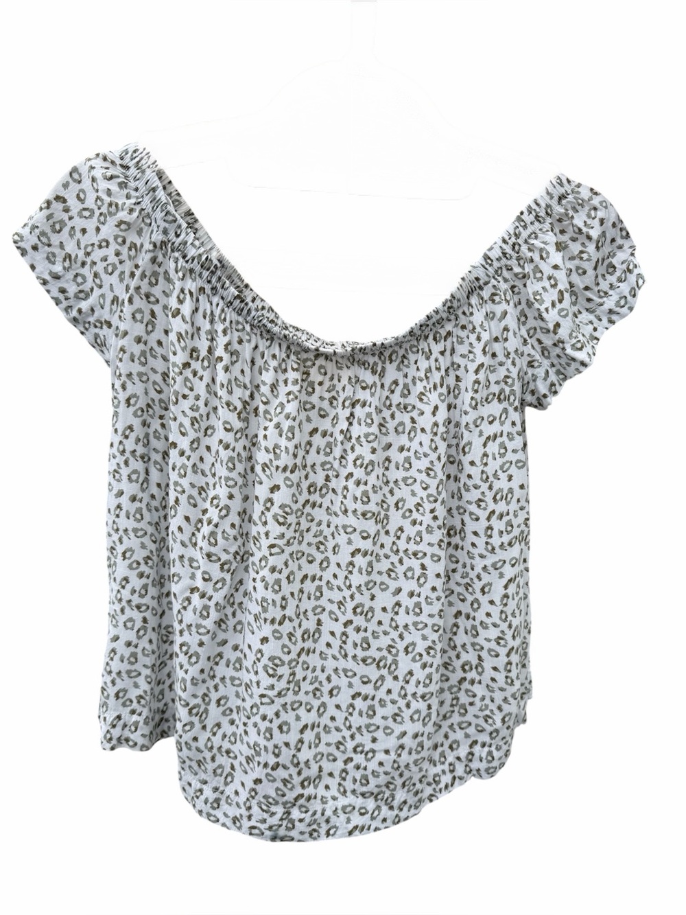 Cloth & Stone (Anthropologie) Smocked Off-Shoulder Leopard Print Top - Picture 2 of 4